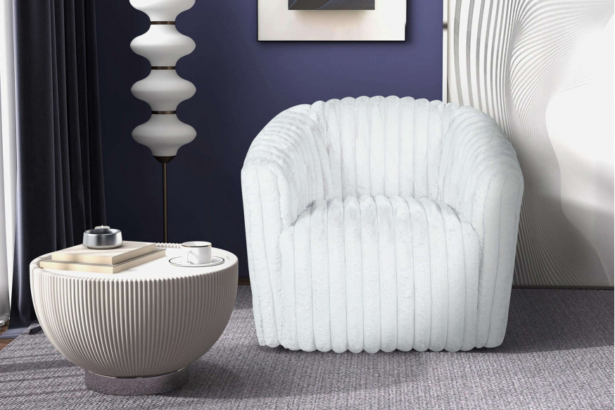 Ashcroft™ Mira Velvet Swivel Chair - White