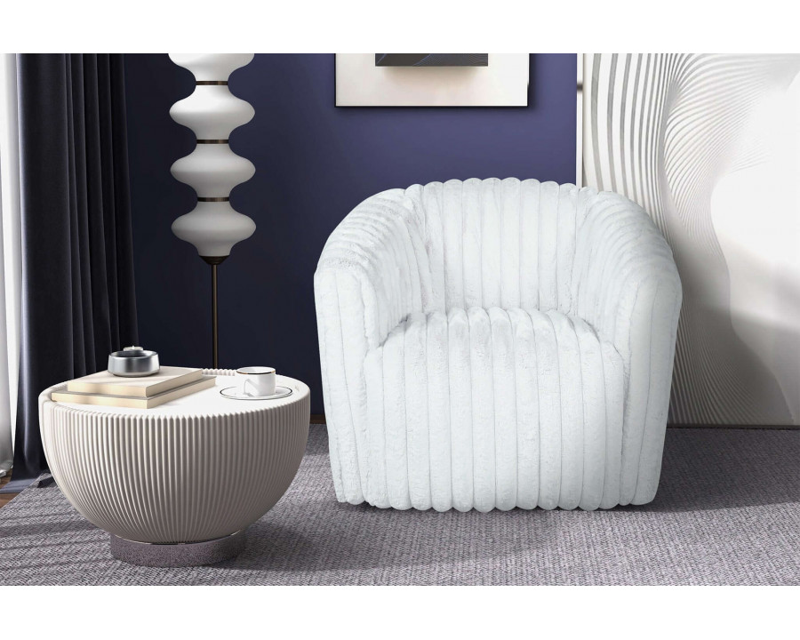 Ashcroft Mira Velvet Swivel Chair - White