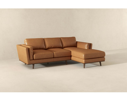 Ashcroft Chase Genuine Leather Sectional - Tan, Right Facing