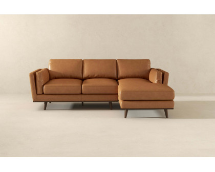 Ashcroft Chase Genuine Leather Sectional - Tan, Right Facing