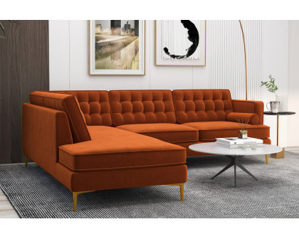 Ashcroft Brooke Sectional Sofa Left Facing - Orange