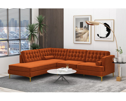 Ashcroft Brooke Sectional Sofa Left Facing - Orange