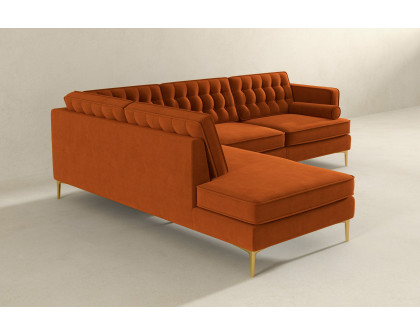 Ashcroft Brooke Sectional Sofa Left Facing - Orange