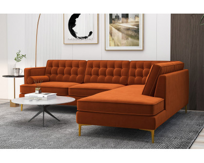 Ashcroft Brooke Sectional Sofa Right Facing - Orange