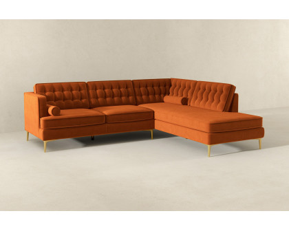 Ashcroft Brooke Sectional Sofa Right Facing - Orange