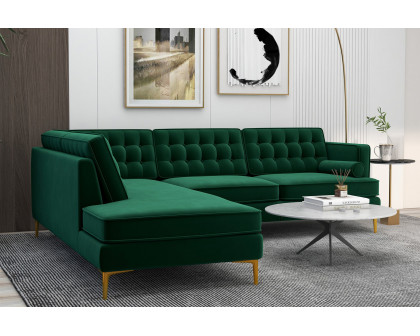 Ashcroft Brooke Sectional Sofa Left Facing - Green