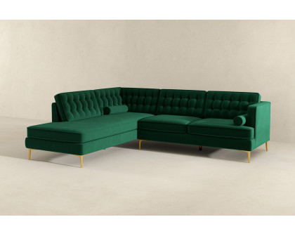 Ashcroft Brooke Sectional Sofa Left Facing - Green