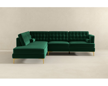 Ashcroft Brooke Sectional Sofa Left Facing - Green