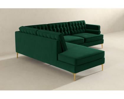 Ashcroft Brooke Sectional Sofa Left Facing - Green