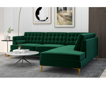 Ashcroft Brooke Sectional Sofa Right Facing - Green