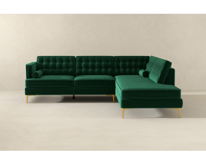 Ashcroft Brooke Sectional Sofa Right Facing - Green