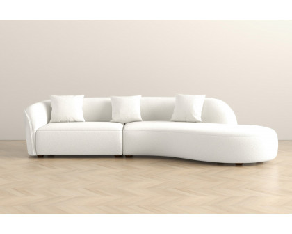 Ashcroft Elijah Japandi Style 126" Curvy Sectional Sofa - Ivory