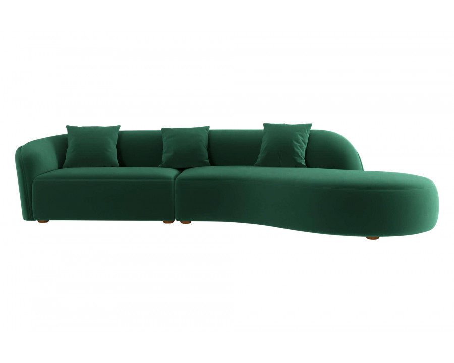 Ashcroft Elijah Japandi Style 126" Curvy Sectional Sofa - Green