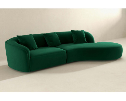 Ashcroft Elijah Japandi Style 126" Curvy Sectional Sofa - Green