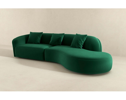 Ashcroft Elijah Japandi Style 126" Curvy Sectional Sofa - Green