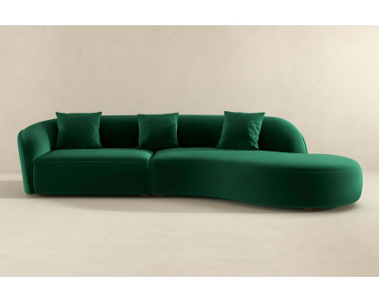 Ashcroft Elijah Japandi Style 126" Curvy Sectional Sofa - Green