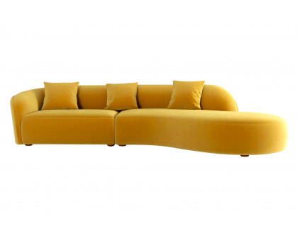 Ashcroft Elijah Japandi Style 126" Curvy Sectional Sofa - Yellow