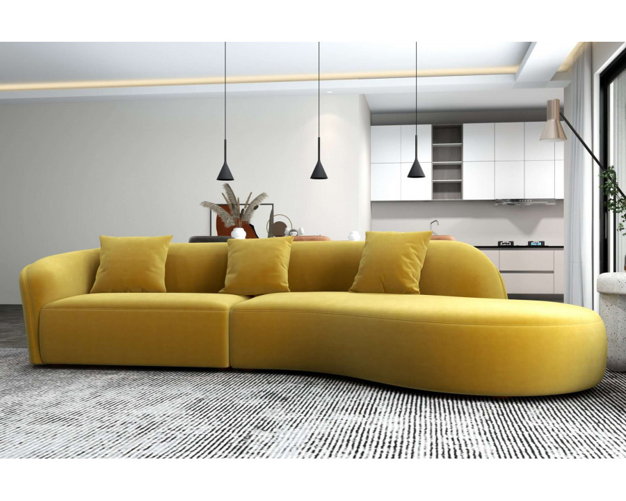 Ashcroft Elijah Japandi Style 126" Curvy Sectional Sofa - Yellow