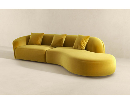 Ashcroft Elijah Japandi Style 126" Curvy Sectional Sofa - Yellow