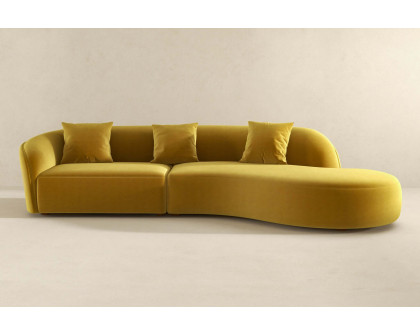 Ashcroft Elijah Japandi Style 126" Curvy Sectional Sofa - Yellow