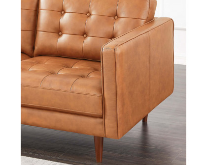 Ashcroft Lucco Genuine Leather Sectional - Cognac Tan, Left Facing