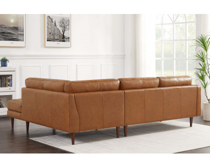 Ashcroft Lucco Genuine Leather Sectional - Cognac Tan, Right Facing