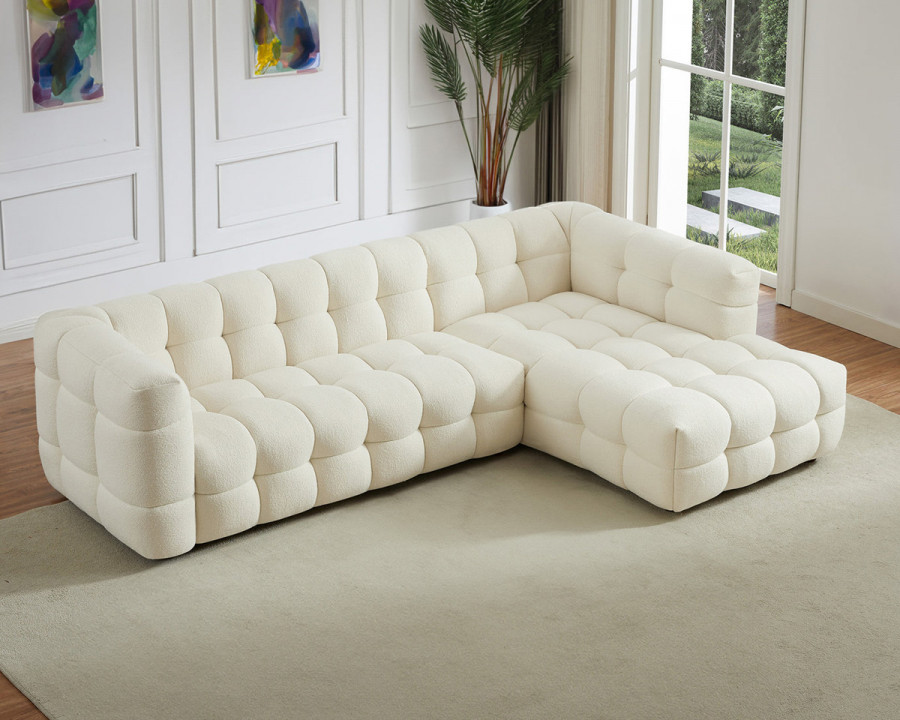 Ashcroft Morrison Boucle Right Facing Sectional Sofa - Cream