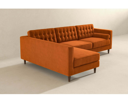 Ashcroft Christian Velvet Sectional Sofa - Burnt Orange, Left Facing