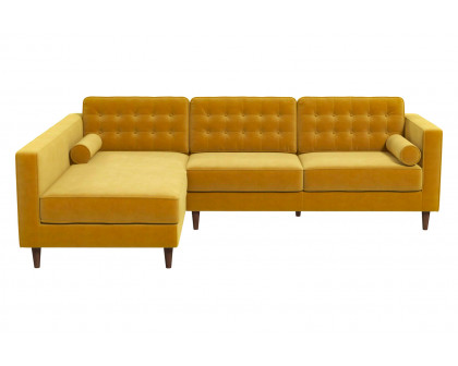 Ashcroft Christian Velvet Sectional Sofa - Dark Yellow, Left Facing