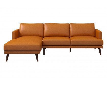 Ashcroft Lore L-Shaped Genuine Leather Sectional - Tan, Left Facing