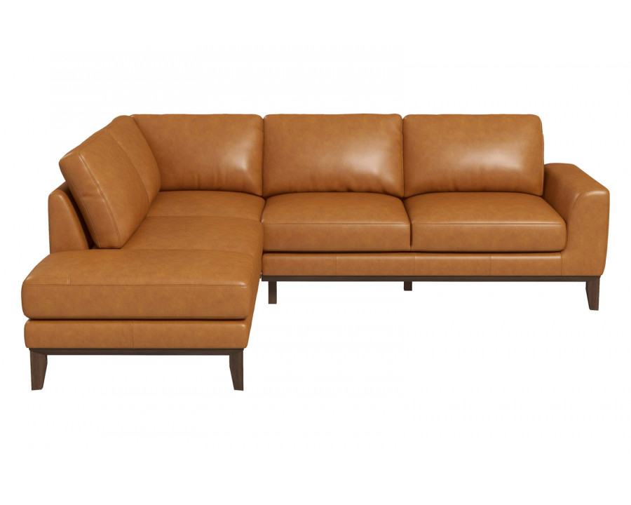 Ashcroft London Leather Sectional Sofa - Tan, Left Facing