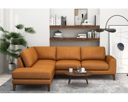 Ashcroft London Leather Sectional Sofa - Tan, Left Facing