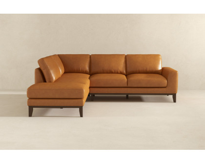 Ashcroft London Leather Sectional Sofa - Tan, Left Facing