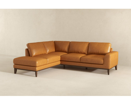 Ashcroft London Leather Sectional Sofa - Tan, Left Facing