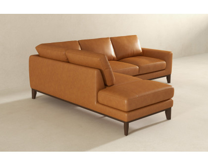 Ashcroft London Leather Sectional Sofa - Tan, Left Facing