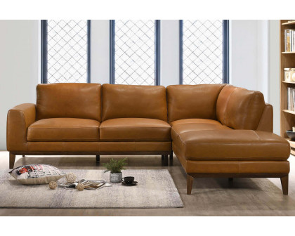 Ashcroft London Leather Sectional Sofa - Tan, Right Facing