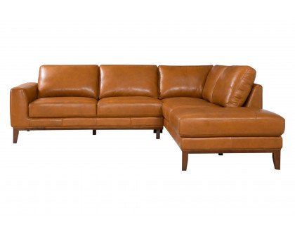 Ashcroft London Leather Sectional Sofa - Tan, Right Facing