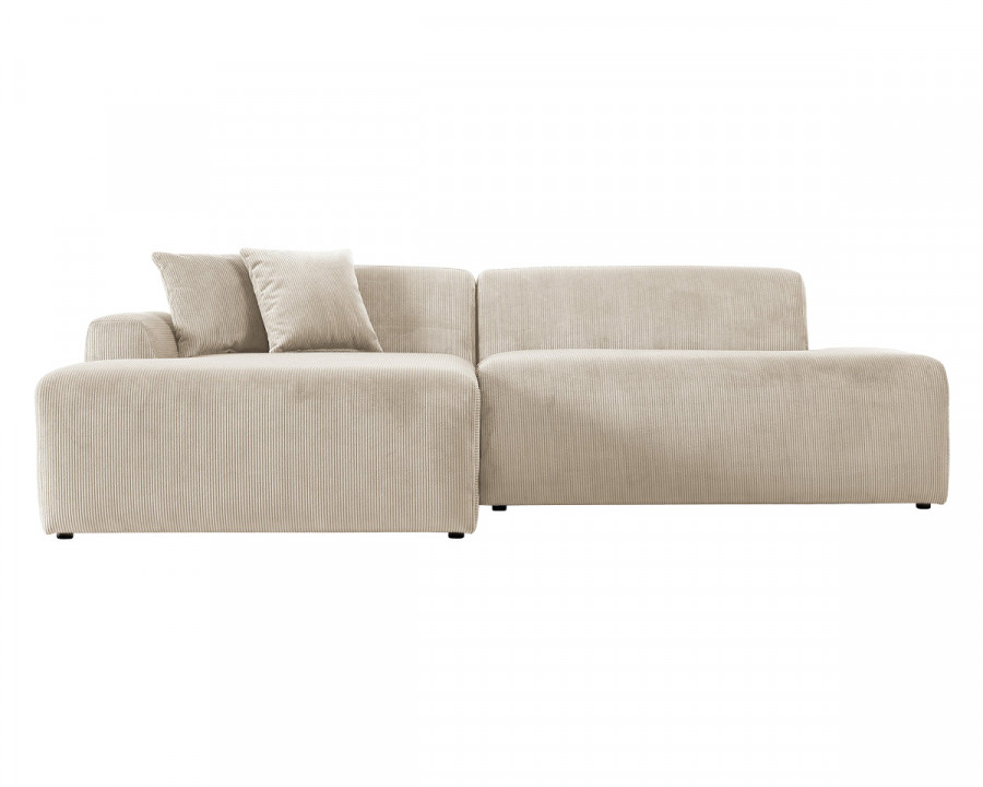 Ashcroft Mar Sectional Velvet Sofa - Cream, Left Facing