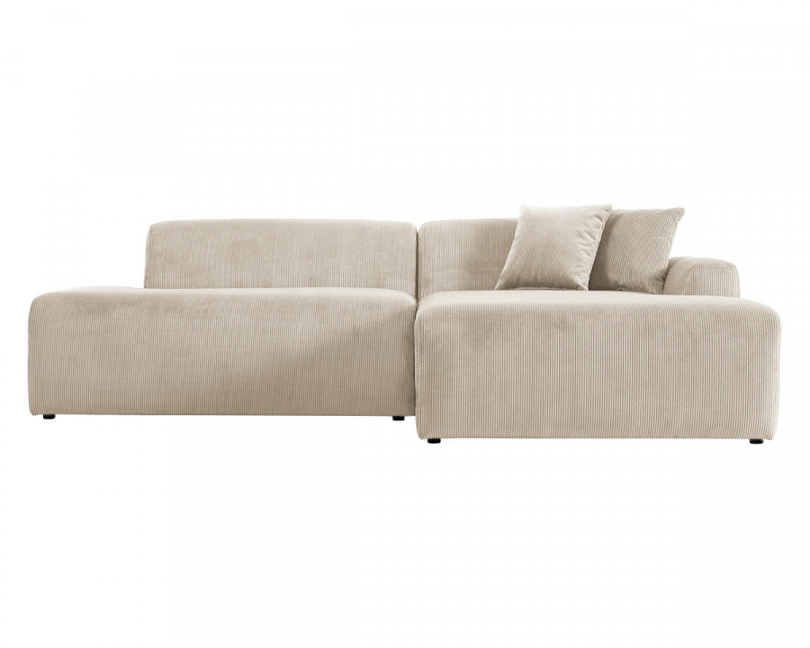 Ashcroft Mar Sectional Velvet Sofa - Cream, Right Facing