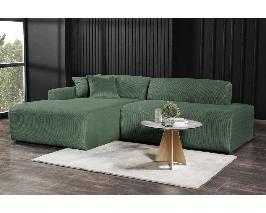 Ashcroft Mar Sectional Velvet Sofa - Green, Left Facing