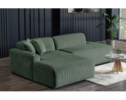 Ashcroft Mar Sectional Velvet Sofa - Green, Left Facing