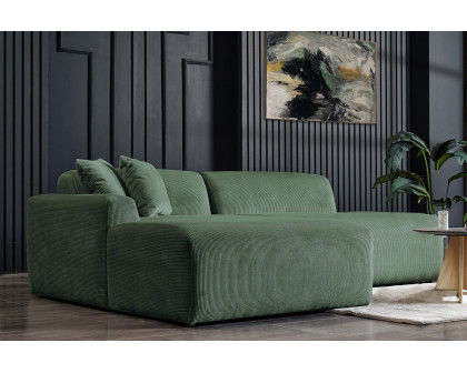 Ashcroft Mar Sectional Velvet Sofa - Green, Left Facing