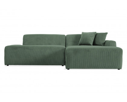 Ashcroft Mar Sectional Velvet Sofa - Green, Right Facing