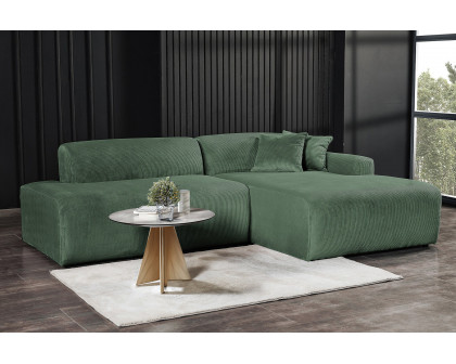 Ashcroft Mar Sectional Velvet Sofa - Green, Right Facing