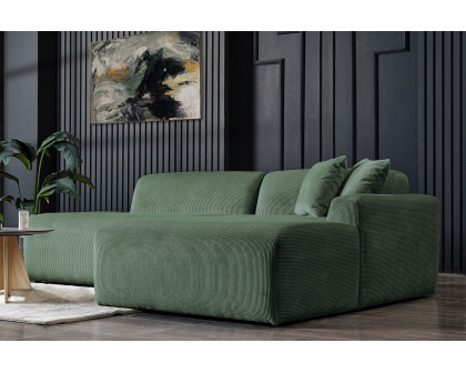 Ashcroft Mar Sectional Velvet Sofa - Green, Right Facing