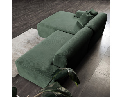 Ashcroft Mar Sectional Velvet Sofa - Green, Right Facing