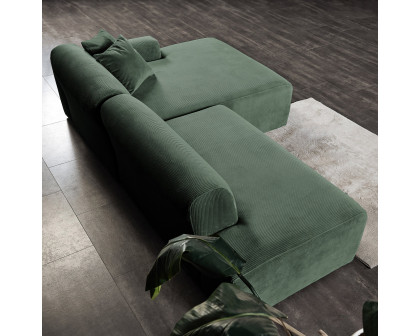 Ashcroft Mar Sectional Velvet Sofa - Green, Right Facing