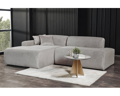 Ashcroft Mar Sectional Velvet Sofa - Gray, Left Facing