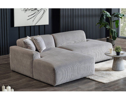 Ashcroft Mar Sectional Velvet Sofa - Gray, Left Facing