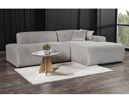 Ashcroft Mar Sectional Velvet Sofa - Gray, Right Facing